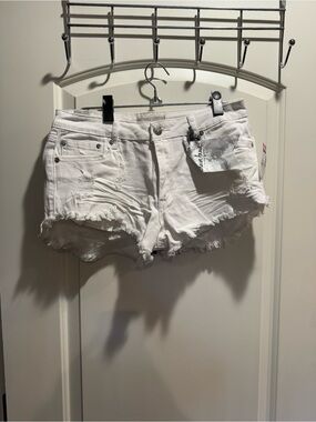 Deb White Frayed Distressed Denim Cutoff Shorts